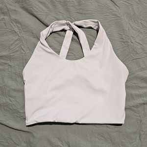 White twist back sports bra